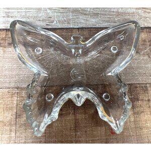 Vintage Jeanette Clear Glass Butterfly Trinket Dish Small